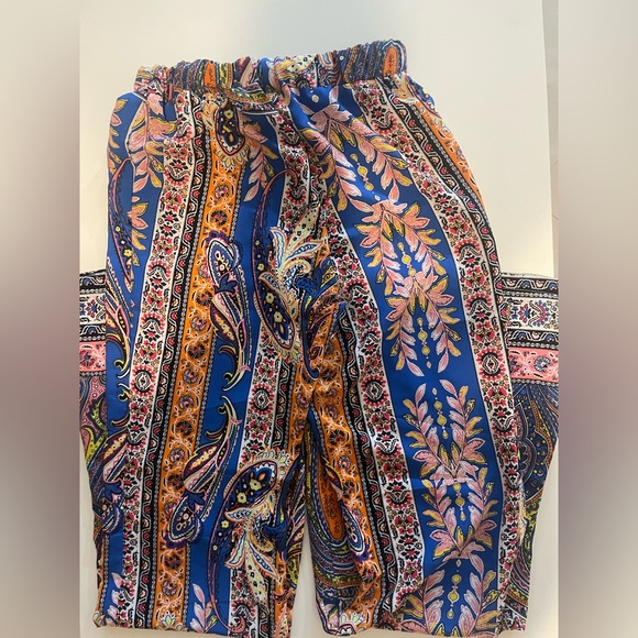 OVI Wide Leg Blue Orange Pants Size S - Picture 2 of 5